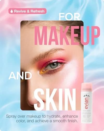 Evian Facial Spray 50ml (1.7 Fl Oz) 6-Pack | Hydrating Mineral Mist for Face & Skin thumbnail 5