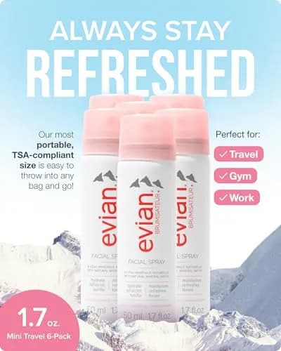 Evian Facial Spray 50ml (1.7 Fl Oz) 6-Pack | Hydrating Mineral Mist for Face & Skin thumbnail 2