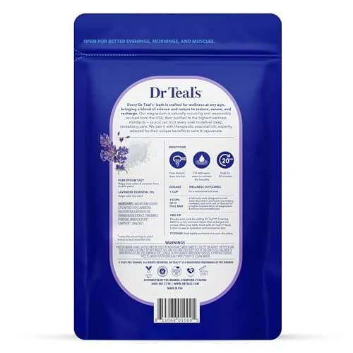 Dr Teal's Epsom Salt Soaking Solution, Soothe & Sleep Lavender, 1.36 kg (48 oz) | USA Import for Muscle Relief thumbnail 2