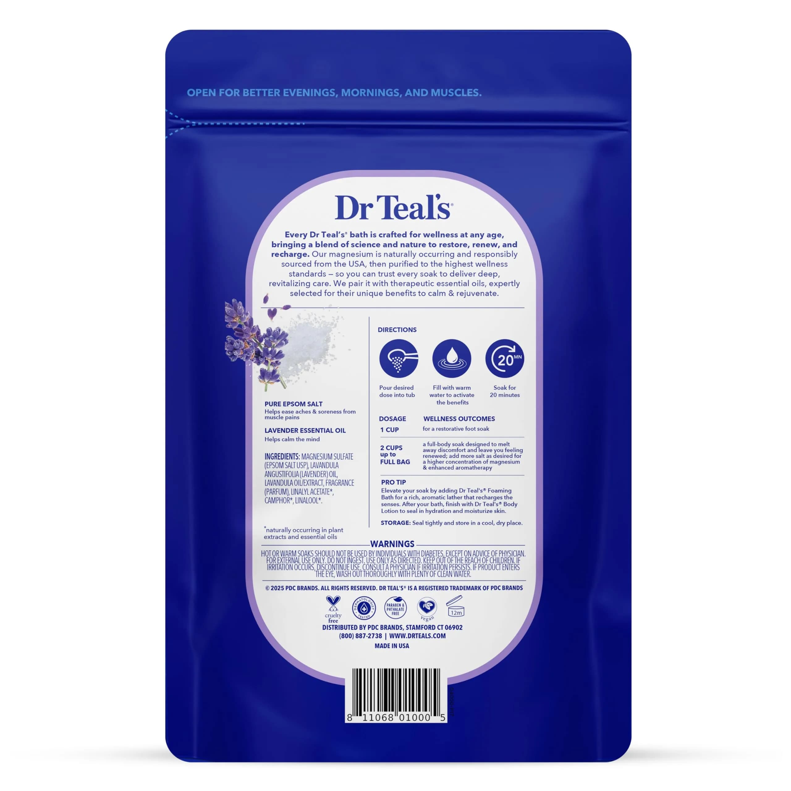 Dr Teal's Epsom Salt Soaking Solution, Soothe & Sleep Lavender, 1.36 kg (48 oz) | USA Import for Muscle Relief - view 2