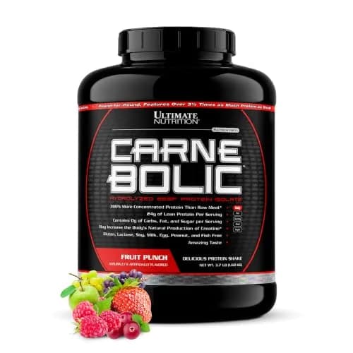 Ultimate Nutrition CarneBOLIC Beef Protein Isolate, Fruit Punch, 4 lb | Hydrolyzed Beef Protein for Muscle & Power thumbnail 1