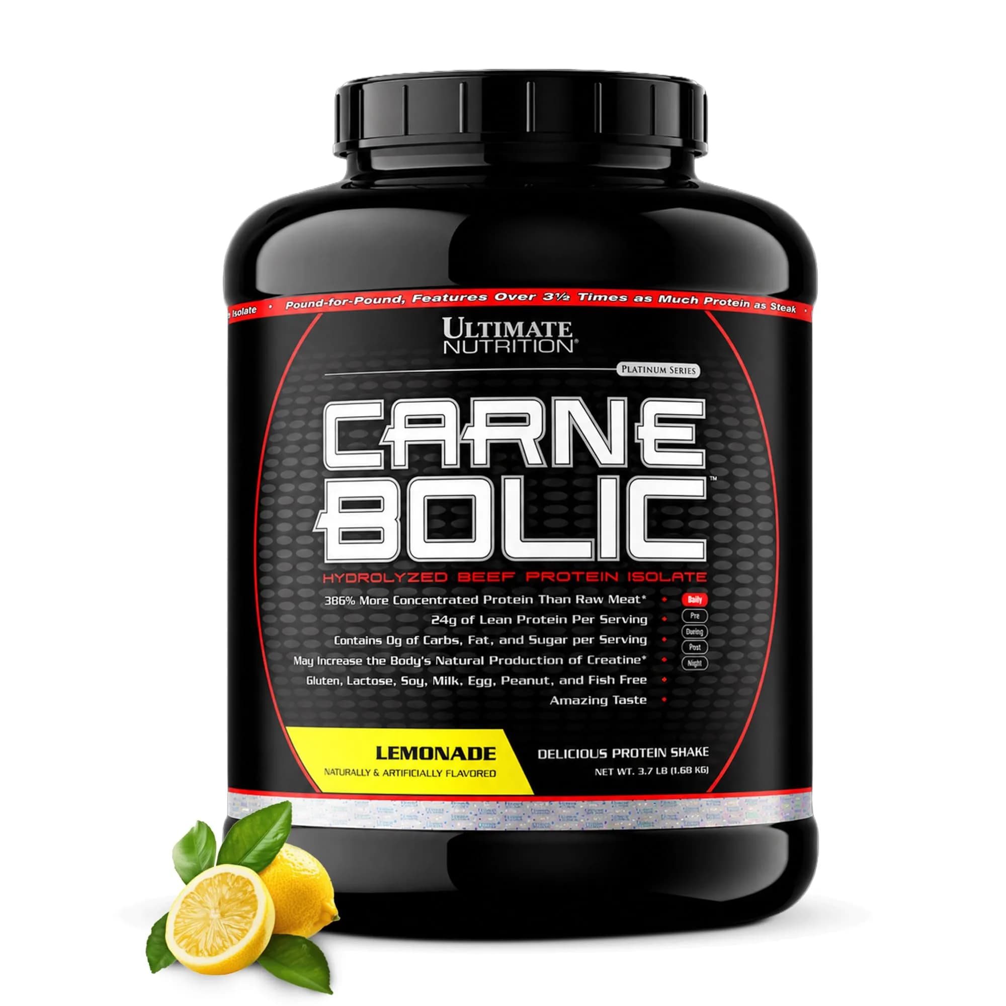 Ultimate Nutrition CarneBOLIC Beef Protein Isolate, Lemonade, 4 lb | Hydrolyzed, Dairy-Free, Keto & Paleo Friendly — Lemonade
