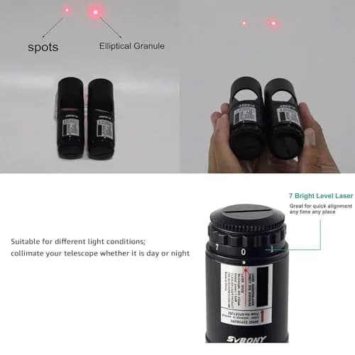 SVBONY Red Laser Collimator 1.25"/2" with 7 Brightness Levels | Newtonian & SCT Telescope Alignment Tool thumbnail 6