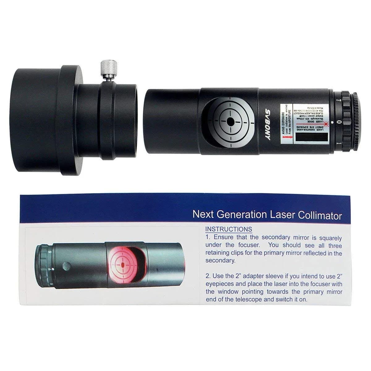 SVBONY Red Laser Collimator 1.25"/2" with 7 Brightness Levels | Newtonian & SCT Telescope Alignment Tool - view 7