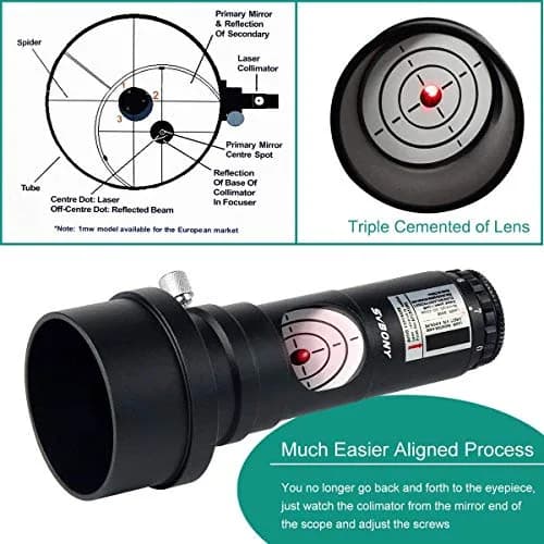 SVBONY Red Laser Collimator 1.25"/2" with 7 Brightness Levels | Newtonian & SCT Telescope Alignment Tool thumbnail 3