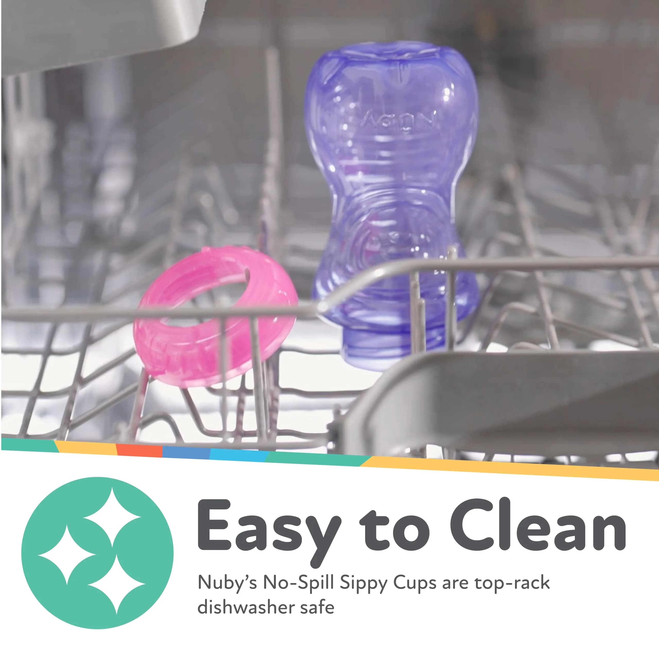Nuby No-Spill Easy Grip Sippy Cup 300ml (10oz) 3-Pack | Spill-Proof Soft Straw Training Cup for Toddlers 12+ Months thumbnail 5