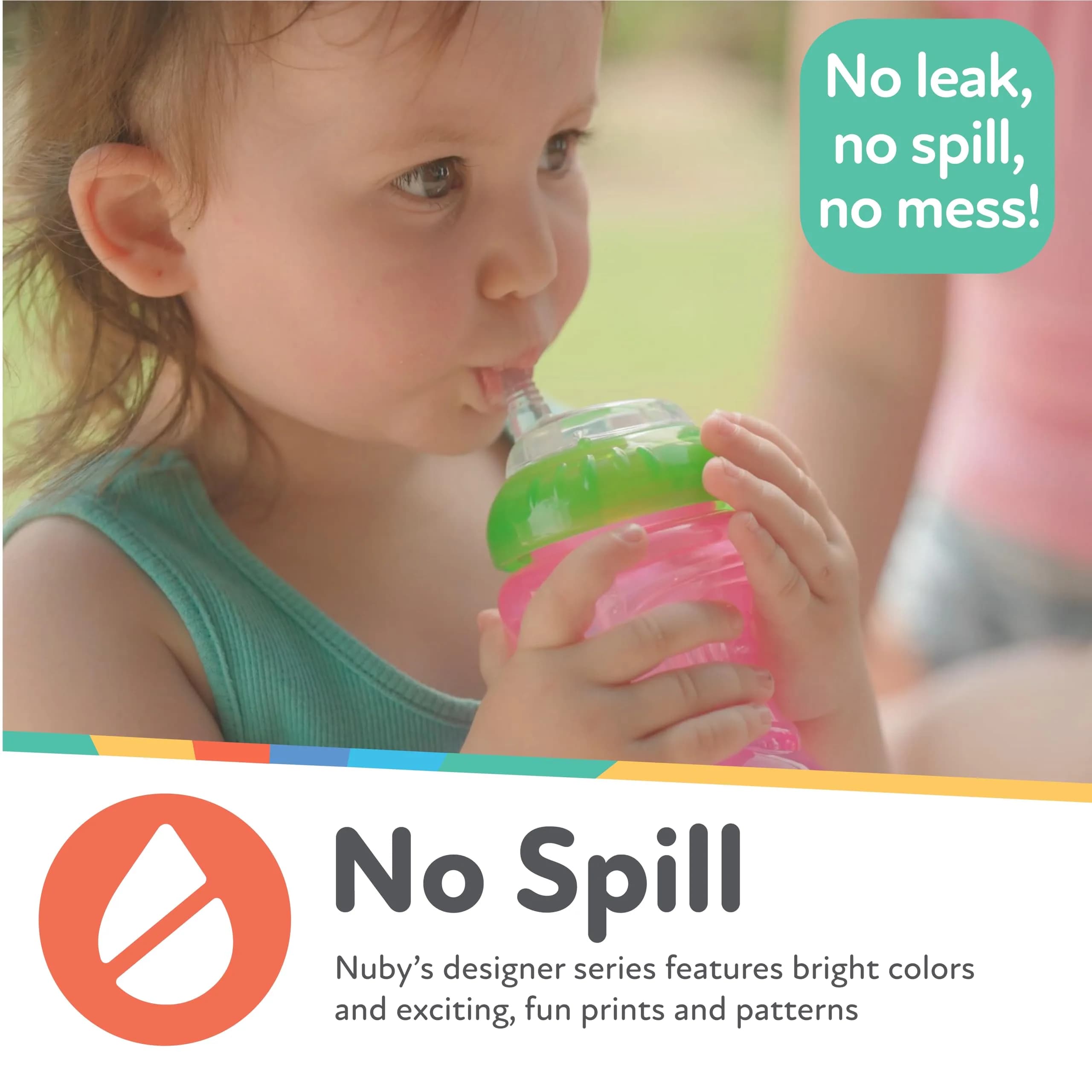 Nuby No-Spill Easy Grip Sippy Cup 300ml (10oz) 3-Pack | Spill-Proof Soft Straw Training Cup for Toddlers 12+ Months thumbnail 4