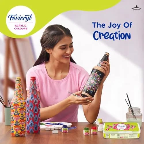 Fevicryl Acrylic Colors Sunflower Kit 10 Shades 150ml (5.07 Fl Oz) | Bright & Transparent Art Paint thumbnail 5