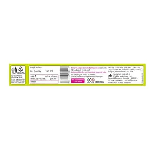 Fevicryl Acrylic Colors Sunflower Kit 10 Shades 150ml (5.07 Fl Oz) | Bright & Transparent Art Paint thumbnail 7