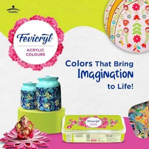 Fevicryl Acrylic Colors Sunflower Kit 10 Shades 150ml (5.07 Fl Oz) | Bright & Transparent Art Paint thumbnail 2