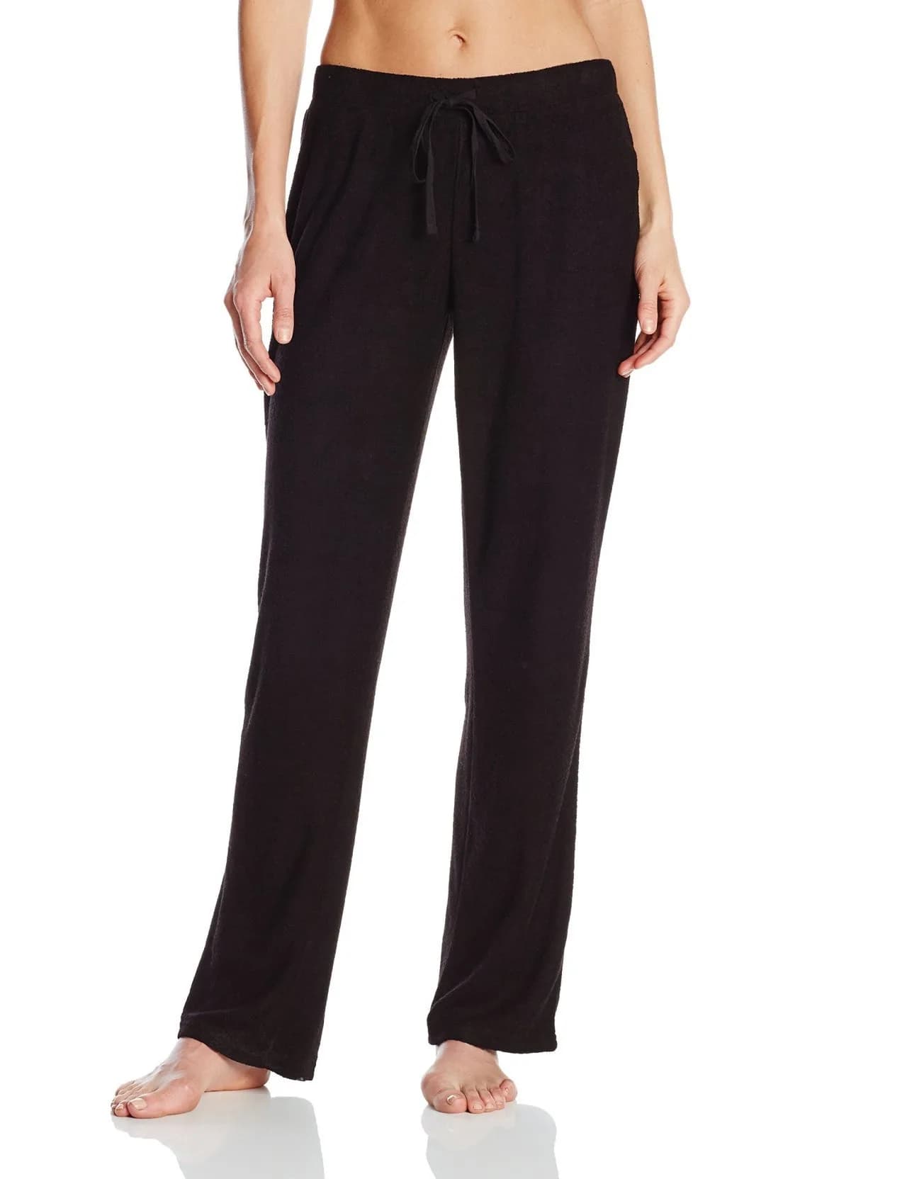N Natori Women's Terry Lounge Pant Heather Grey Small | Casual Lounge Bottoms with Drawstring Waist — Black