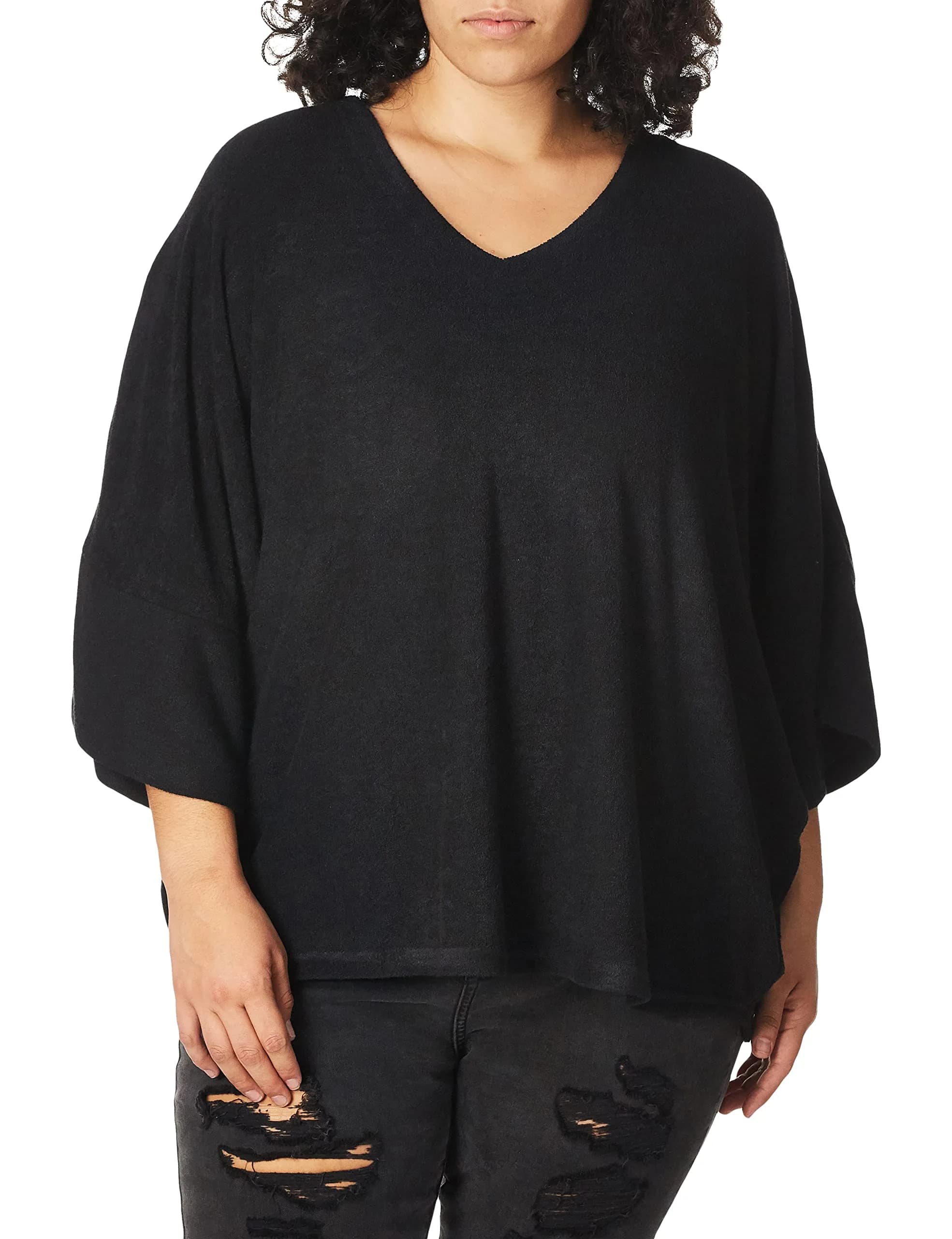 N Natori Women's Terry Lounge Top Heather Grey Small | Comfortable V-Neck Short Sleeve — Black / Medium