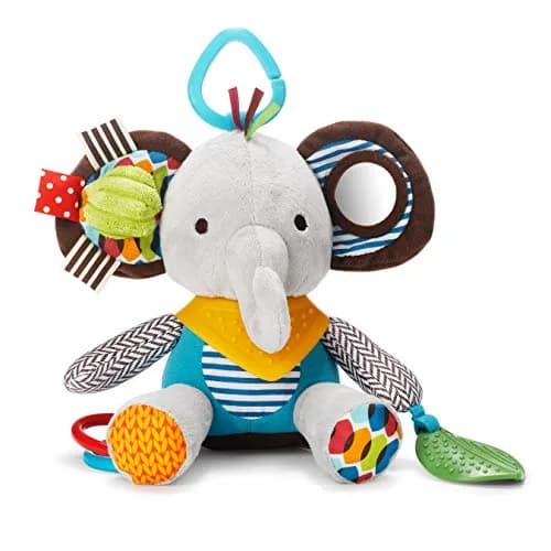 Skip Hop Bandana Buddies Activity and Teething Toy with Rattle and Textures, Elephant 13cm (5") | BPA-Free, Phthalate-Free, CPSIA Compliant — Elephant