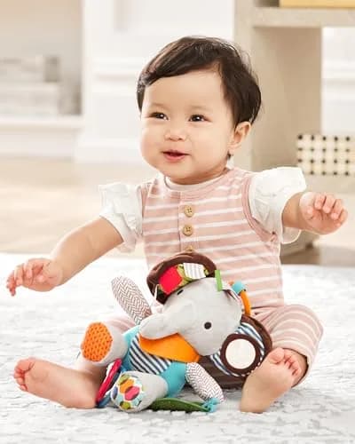 Skip Hop Bandana Buddies Activity and Teething Toy with Rattle and Textures, Elephant 13cm (5") | BPA-Free, Phthalate-Free, CPSIA Compliant thumbnail 4