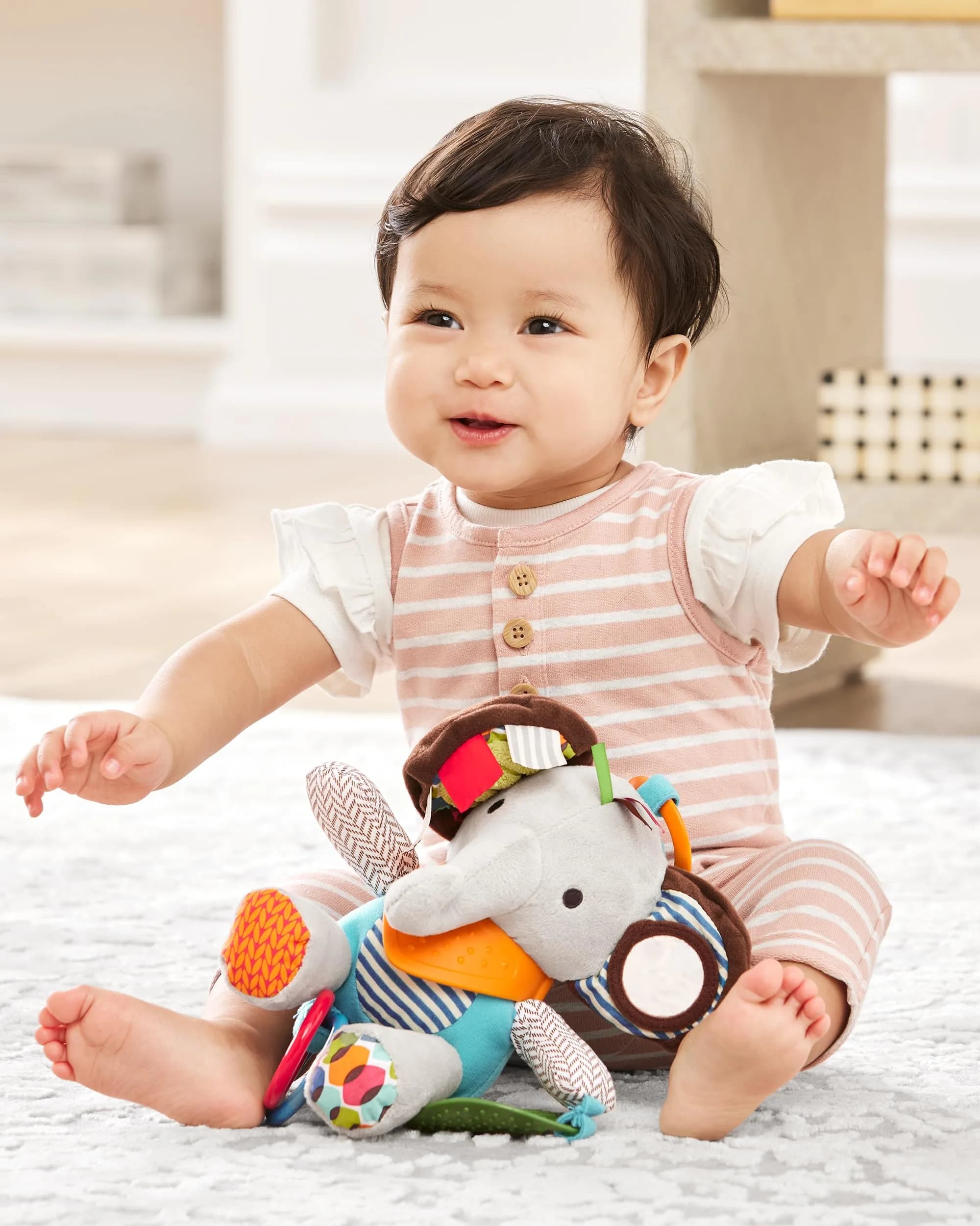 Skip Hop Bandana Buddies Activity and Teething Toy with Rattle and Textures, Elephant 13cm (5") | BPA-Free, Phthalate-Free, CPSIA Compliant - view 4