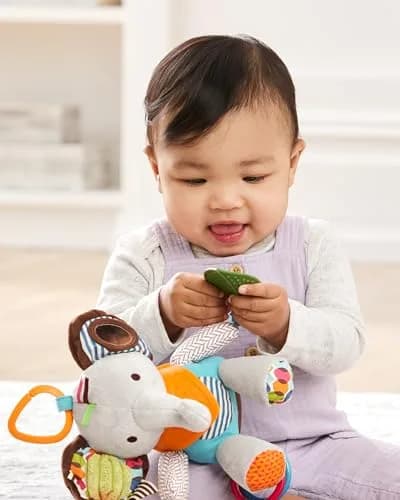 Skip Hop Bandana Buddies Activity and Teething Toy with Rattle and Textures, Elephant 13cm (5") | BPA-Free, Phthalate-Free, CPSIA Compliant thumbnail 6
