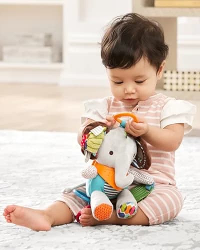 Skip Hop Bandana Buddies Activity and Teething Toy with Rattle and Textures, Elephant 13cm (5") | BPA-Free, Phthalate-Free, CPSIA Compliant thumbnail 7