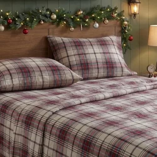 Eddie Bauer Twin Sheet Set with Fitted Sheet & Pillowcase | 100% Cotton Flannel for Cozy Comfort thumbnail 4