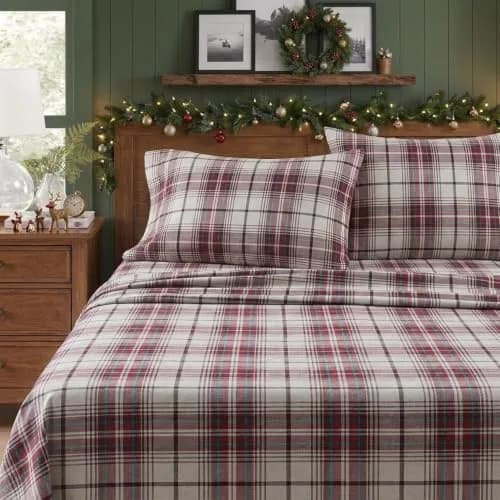 Eddie Bauer Twin Sheet Set with Fitted Sheet & Pillowcase | 100% Cotton Flannel for Cozy Comfort thumbnail 2