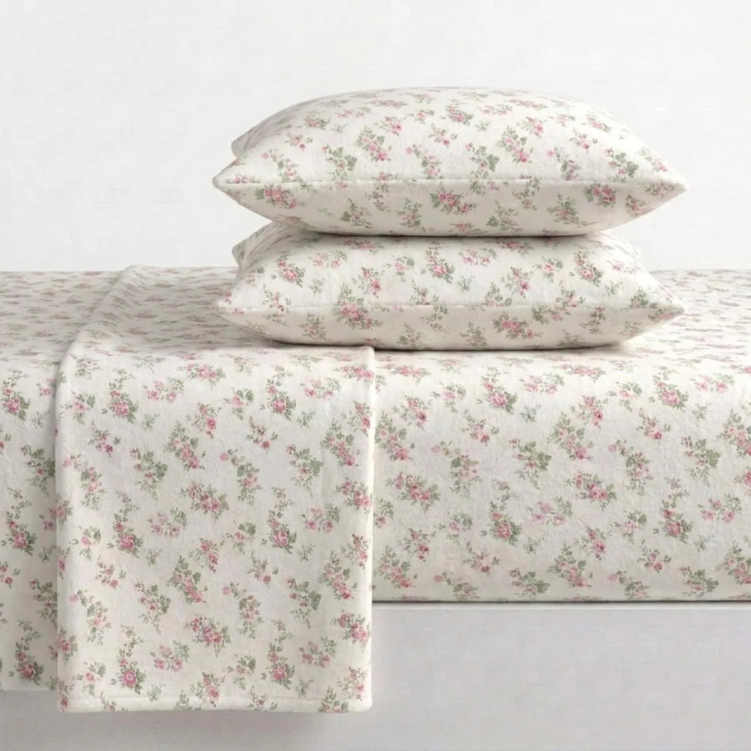 Laura Ashley Twin Sheet Set with Fitted Sheet & Pillowcase | 100% Cotton Flannel, Soft & Cozy (70-120 chars)