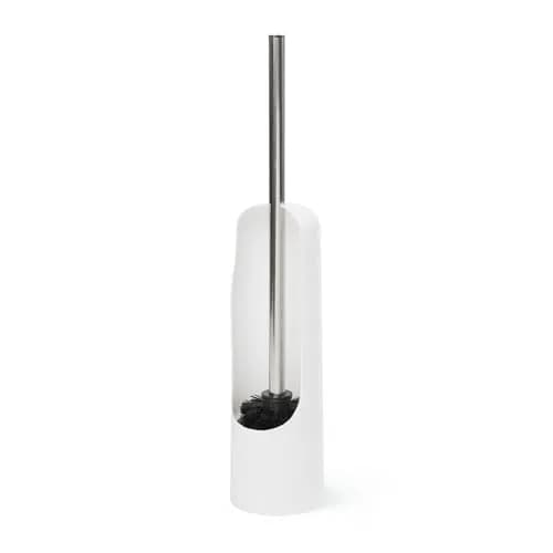 Umbra Touch Toilet Brush with Holder, Weighted Base, White | Compact Modern Bathroom Accessory thumbnail 1