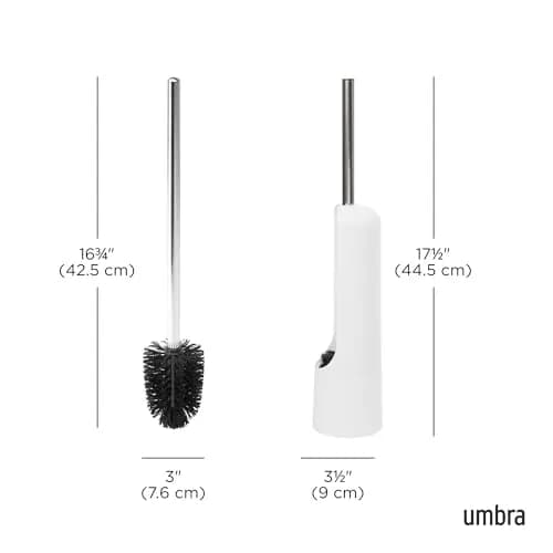 Umbra Touch Toilet Brush with Holder, Weighted Base, White | Compact Modern Bathroom Accessory thumbnail 3