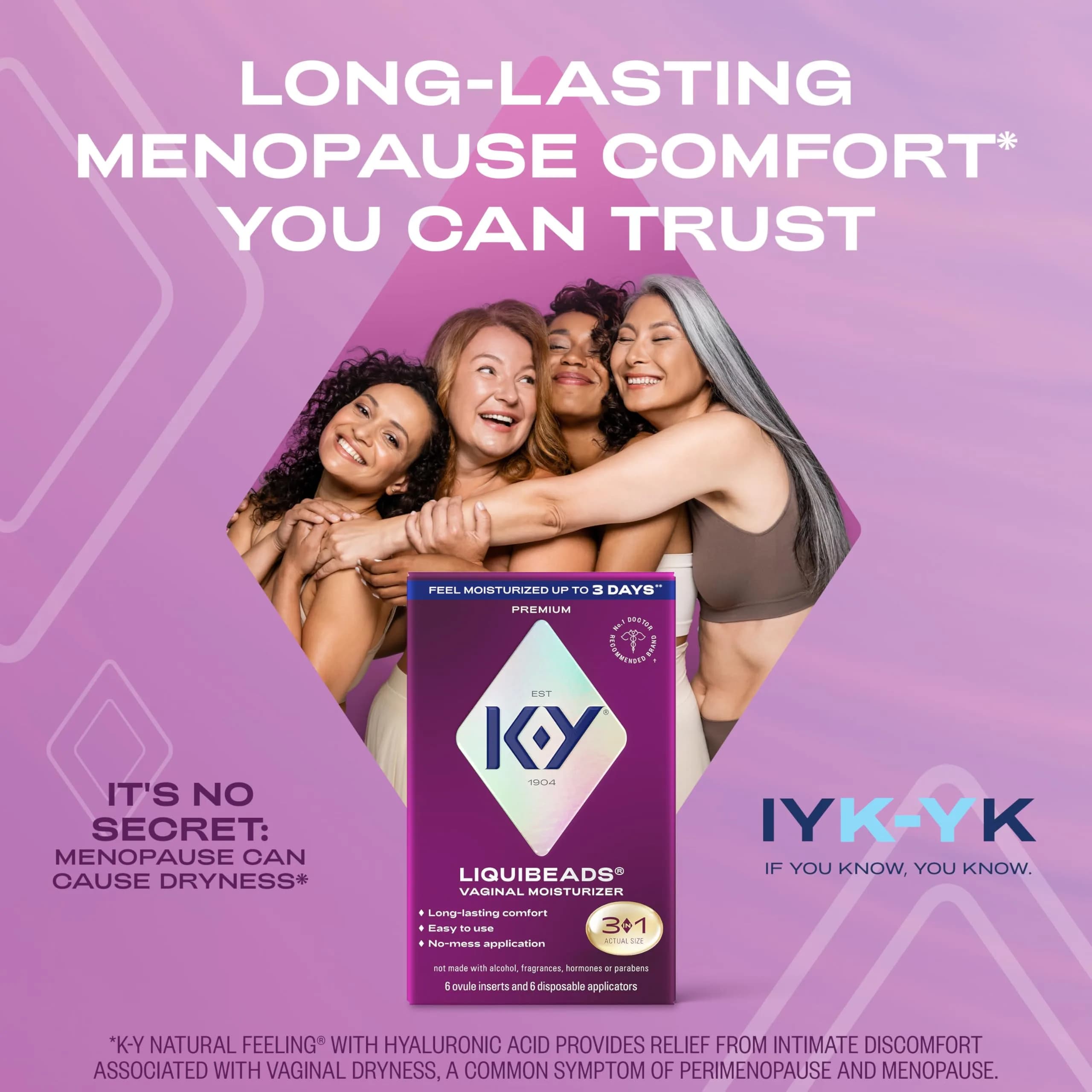 K-Y Liquibeads Silicone-Based Vaginal Moisturizer & Lube 6 Count | Estrogen-Free, Hormone-Free, Paraben-Free - view 6
