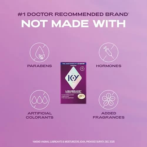 K-Y Liquibeads Silicone-Based Vaginal Moisturizer & Lube 6 Count | Estrogen-Free, Hormone-Free, Paraben-Free thumbnail 2