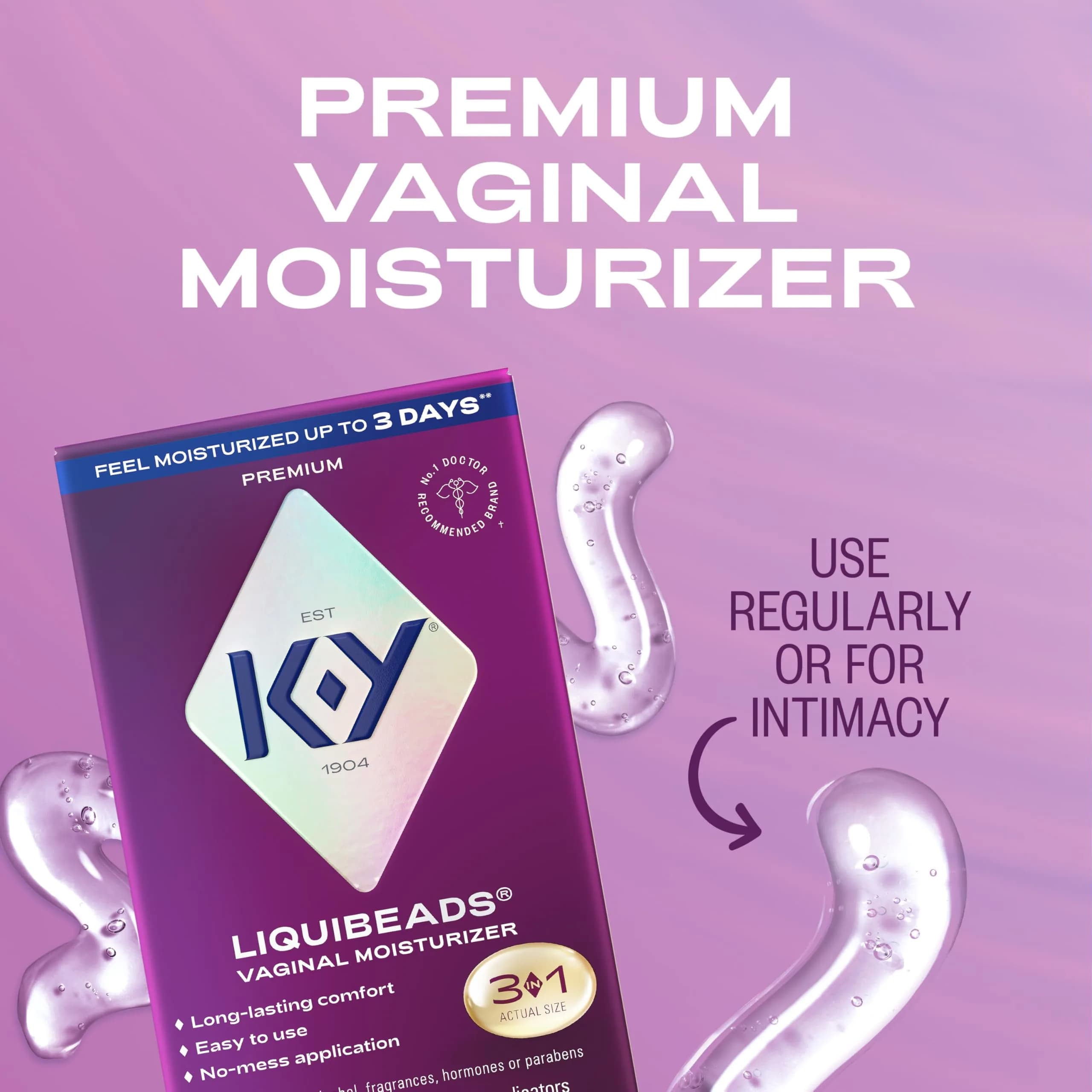 K-Y Liquibeads Silicone-Based Vaginal Moisturizer & Lube 6 Count | Estrogen-Free, Hormone-Free, Paraben-Free - view 3