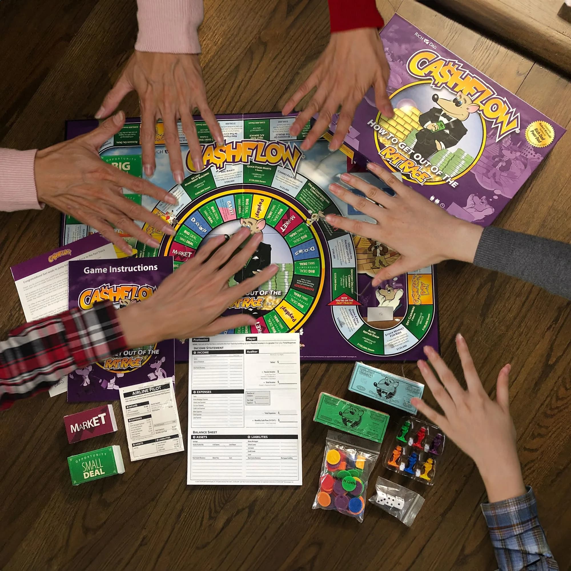 Rich Dad CASHFLOW Board Game, Educational Business & Finance Literacy Game for Ages 14+ (Purple, 11 x 15 inches) - view 4