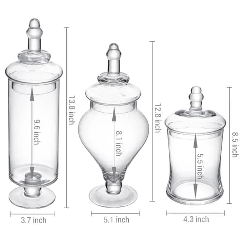 MyGift Clear Glass Apothecary Jars with Lid, Set of 3 | Elegant Storage & Decor thumbnail 6