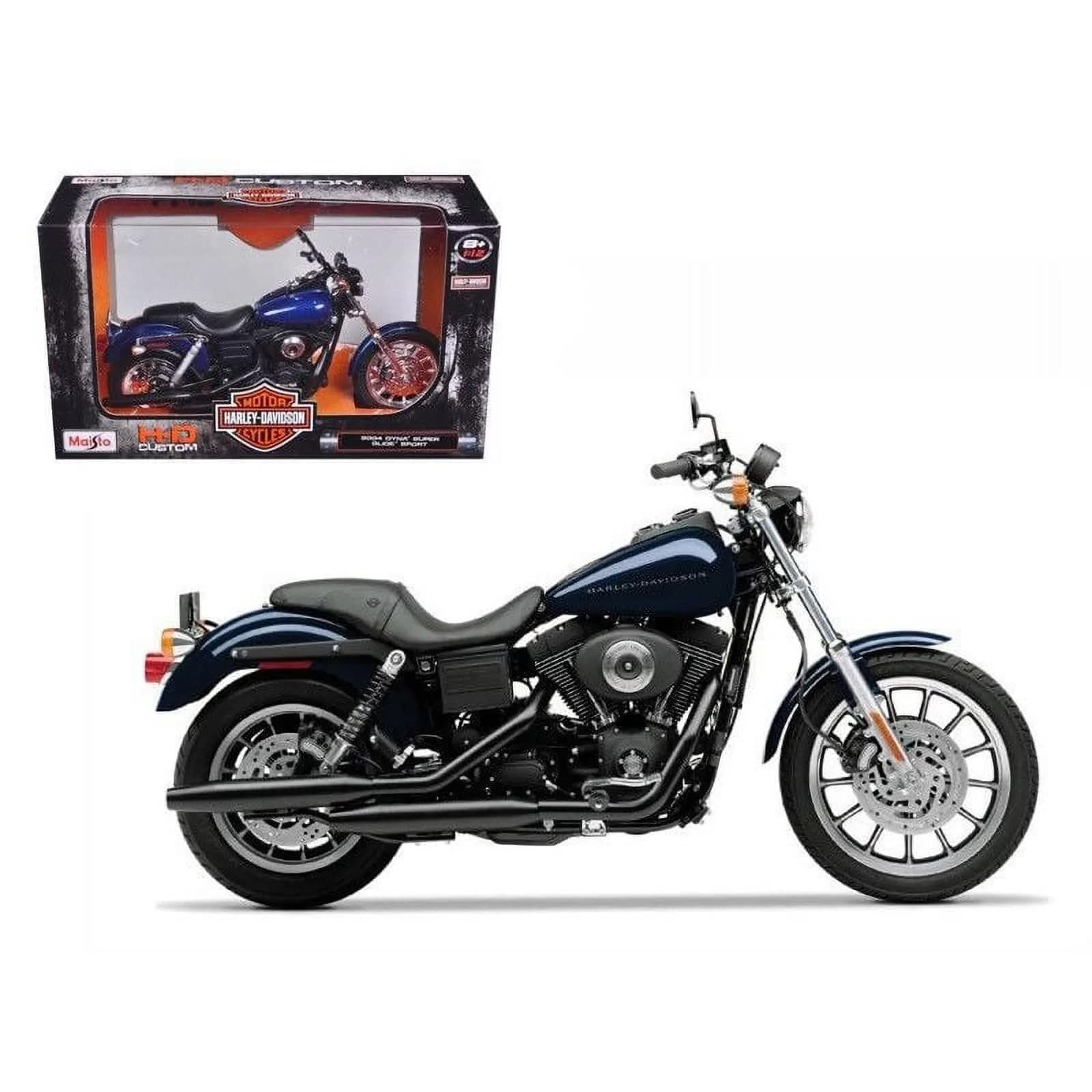 Maisto 2004 Harley Davidson Dyna Super Glide Sport Bike 1/12 Motorcycle Model Blue | Detailed Diecast Collectible - main product image