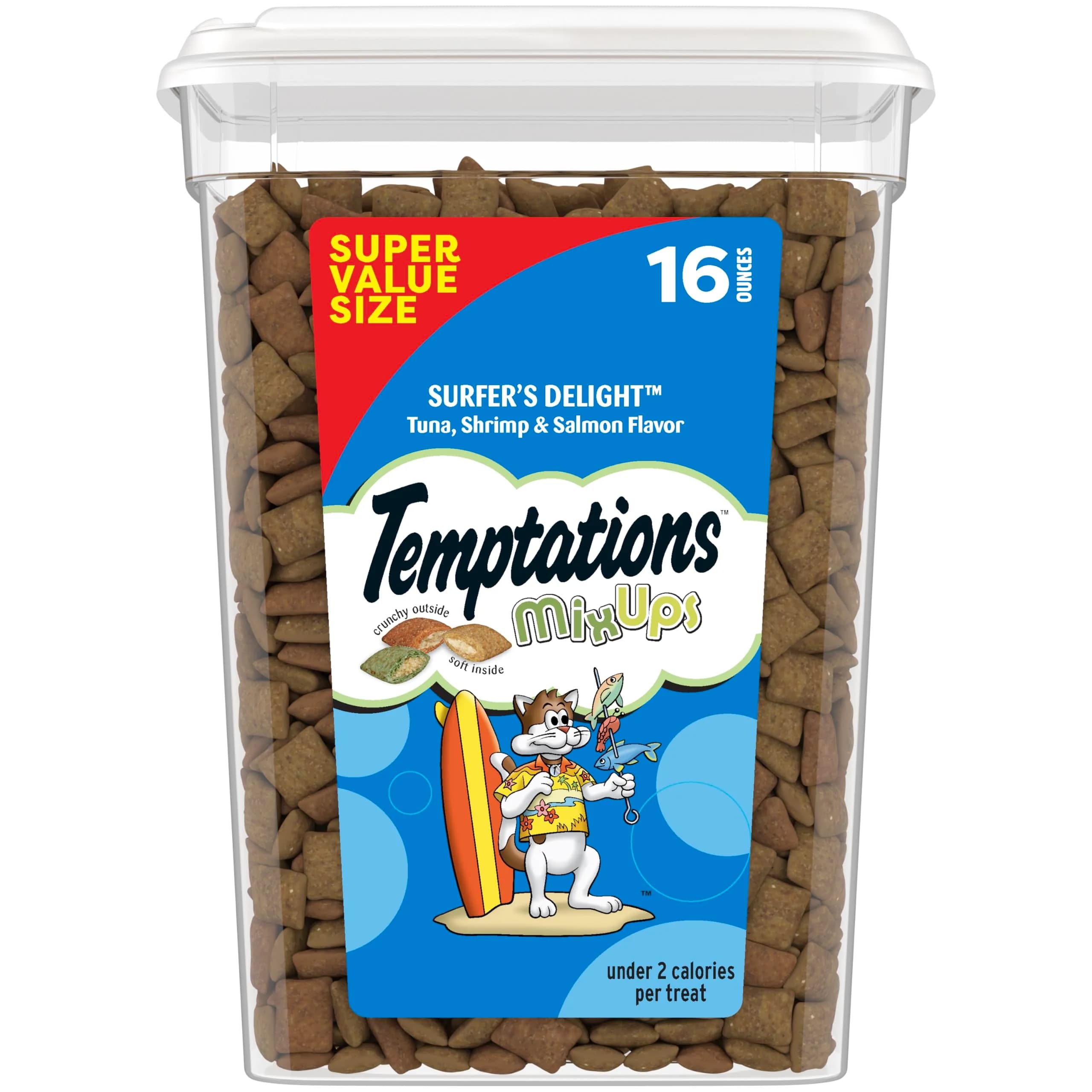 Temptations MixUps Surfer's Delight Crunchy Cat Treats - Tuna, Shrimp & Salmon Flavors, 16 oz Bag - main product image