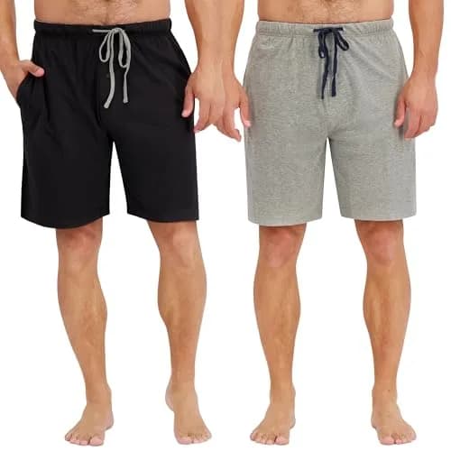 Hanes Jersey Lounge Shorts 5X Big | Drawstring Waistband, Active Grey Heather/Black thumbnail 1