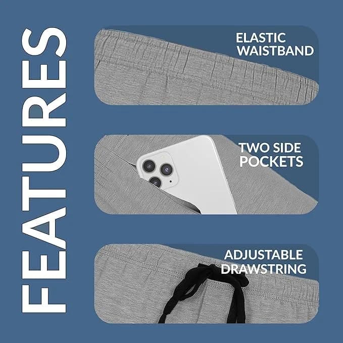 Hanes Jersey Lounge Shorts 5X Big | Drawstring Waistband, Active Grey Heather/Black thumbnail 5