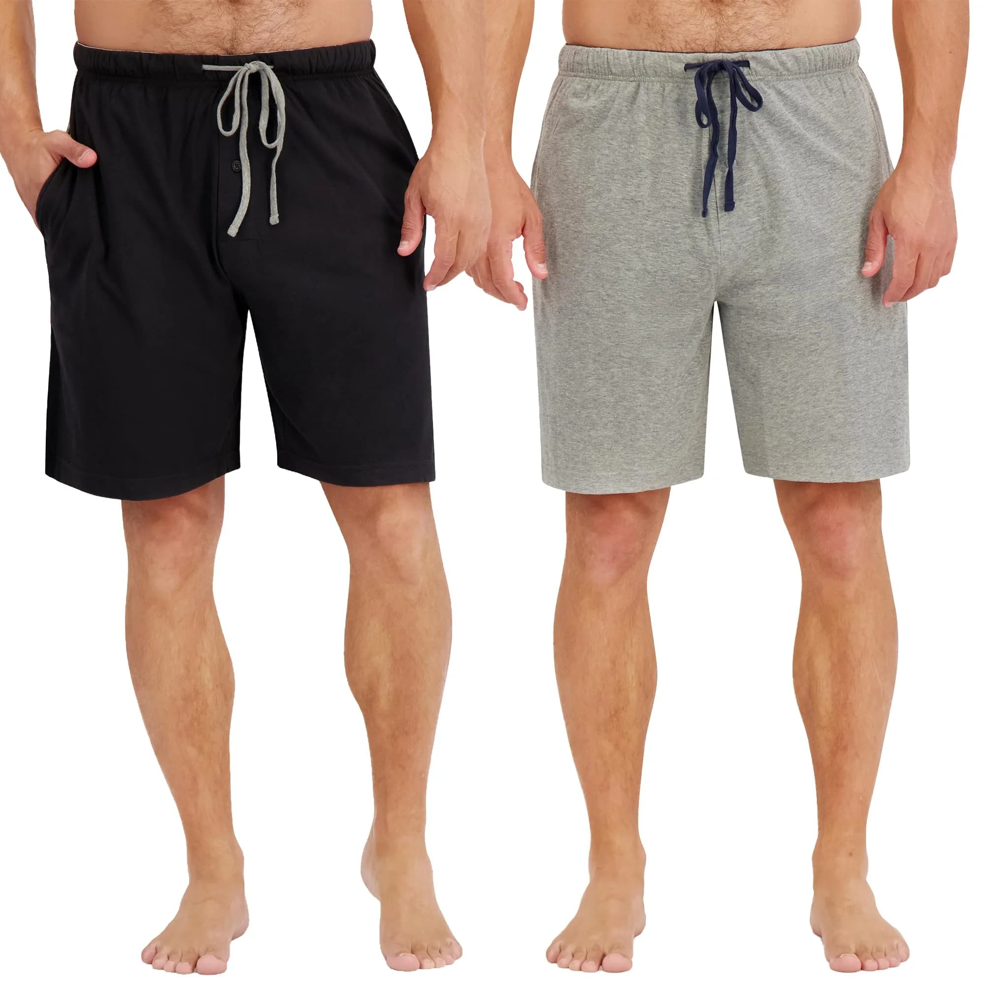 Hanes Jersey Lounge Shorts 5X Big | Drawstring Waistband, Active Grey Heather/Black