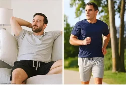 Hanes Jersey Lounge Shorts 5X Big | Drawstring Waistband, Active Grey Heather/Black thumbnail 2