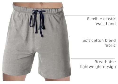 Hanes Jersey Lounge Shorts 5X Big | Drawstring Waistband, Active Grey Heather/Black thumbnail 4