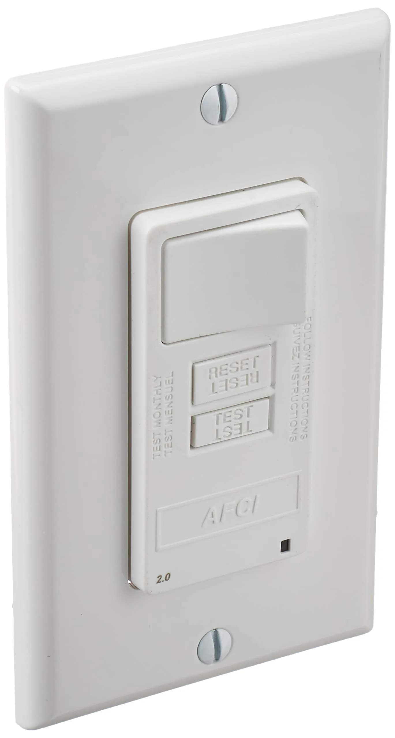 Leviton AFSW1-W 15A AFCI/Switch Combination Outlet, 125V, White | Protects Against Electrical Fires - main product image
