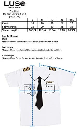 Luso Aviation The Pilot Uniform T-Shirt Large White | Heavyweight 100% Cotton, Captain's Epaulets & Aviator Style thumbnail 2