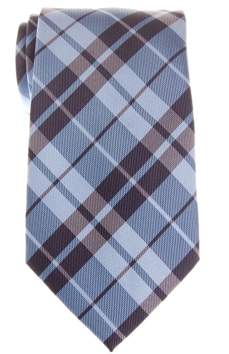 Retreez Preppy Plaid Check Woven Microfiber Men's Tie - Blue | 3.15" Formal & Casual