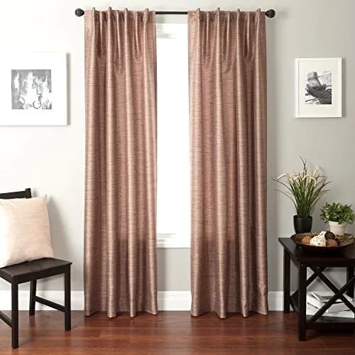 Softline Home Fashions Bergamo Faux Silk Back Tab Window Panel 55" x 96" Mocha | Contemporary Stripe Design thumbnail 1