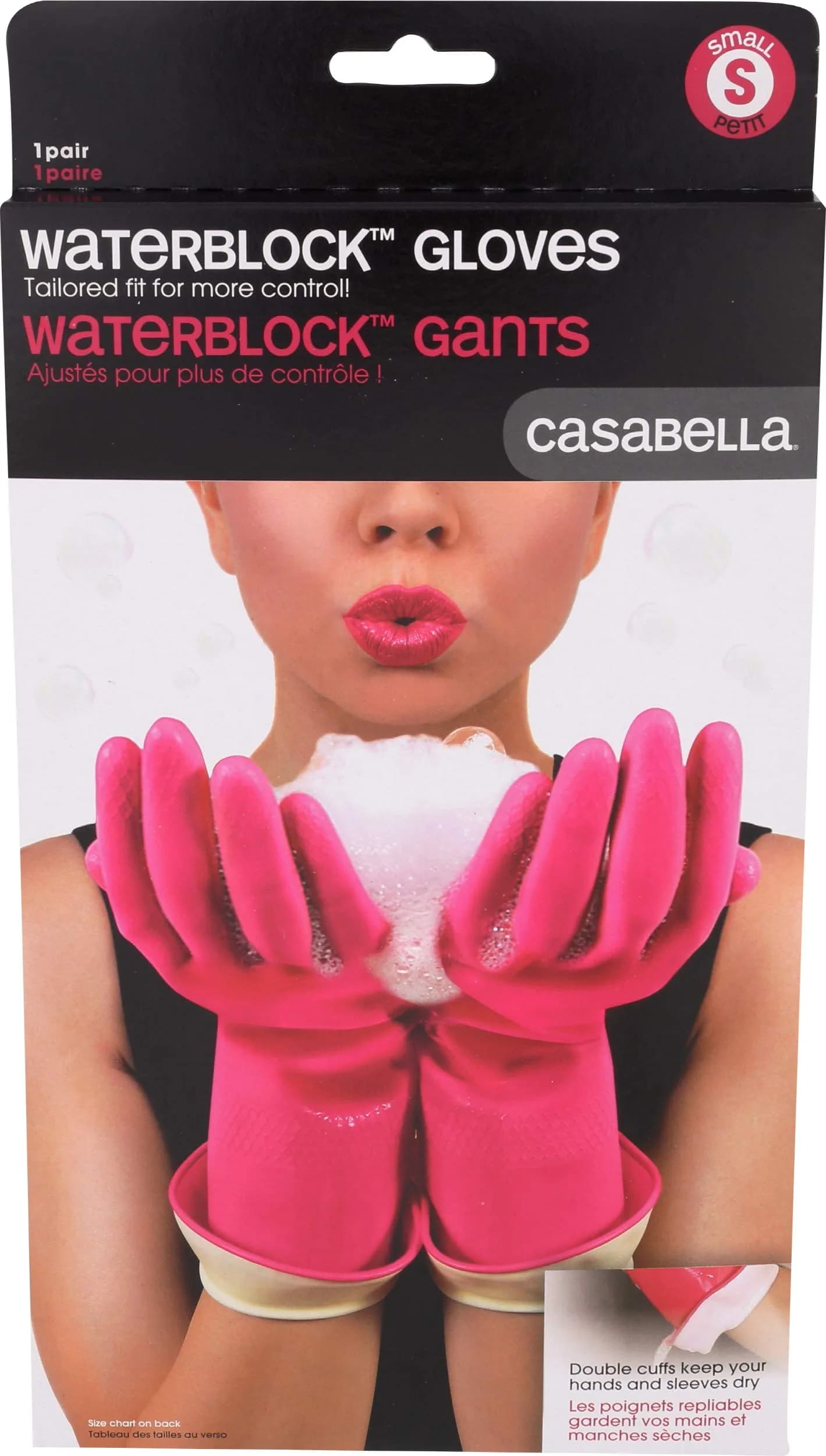 Casabella Waterblock Cleaning Gloves Small | Latex, Breathable, Household Use