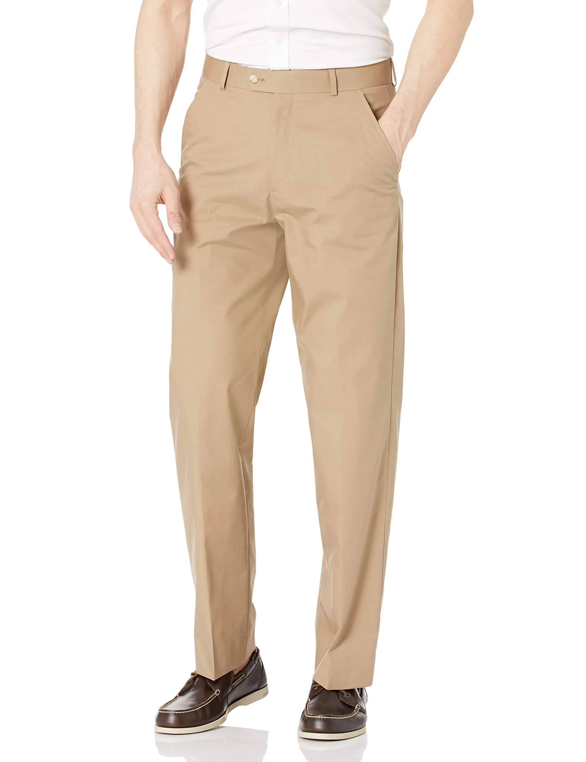 Palm Beach Men's Oxford Suit Separate Pant, Khaki Poplin, 32Wx32L | Classic Fit Suit Pant for Men