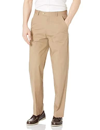 Palm Beach Men's Oxford Suit Separate Pant, Khaki Poplin, 36W x 30L | Classic Fit, Cotton & Spandex thumbnail 1