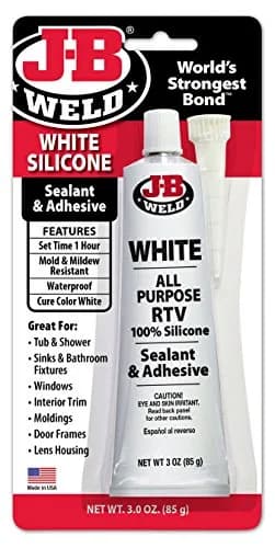 J-B Weld White All-Purpose RTV Silicone Sealant and Adhesive 88.7 ml (3 oz) | Waterproof, Crack-Resistant, Sensor-Safe - main product image