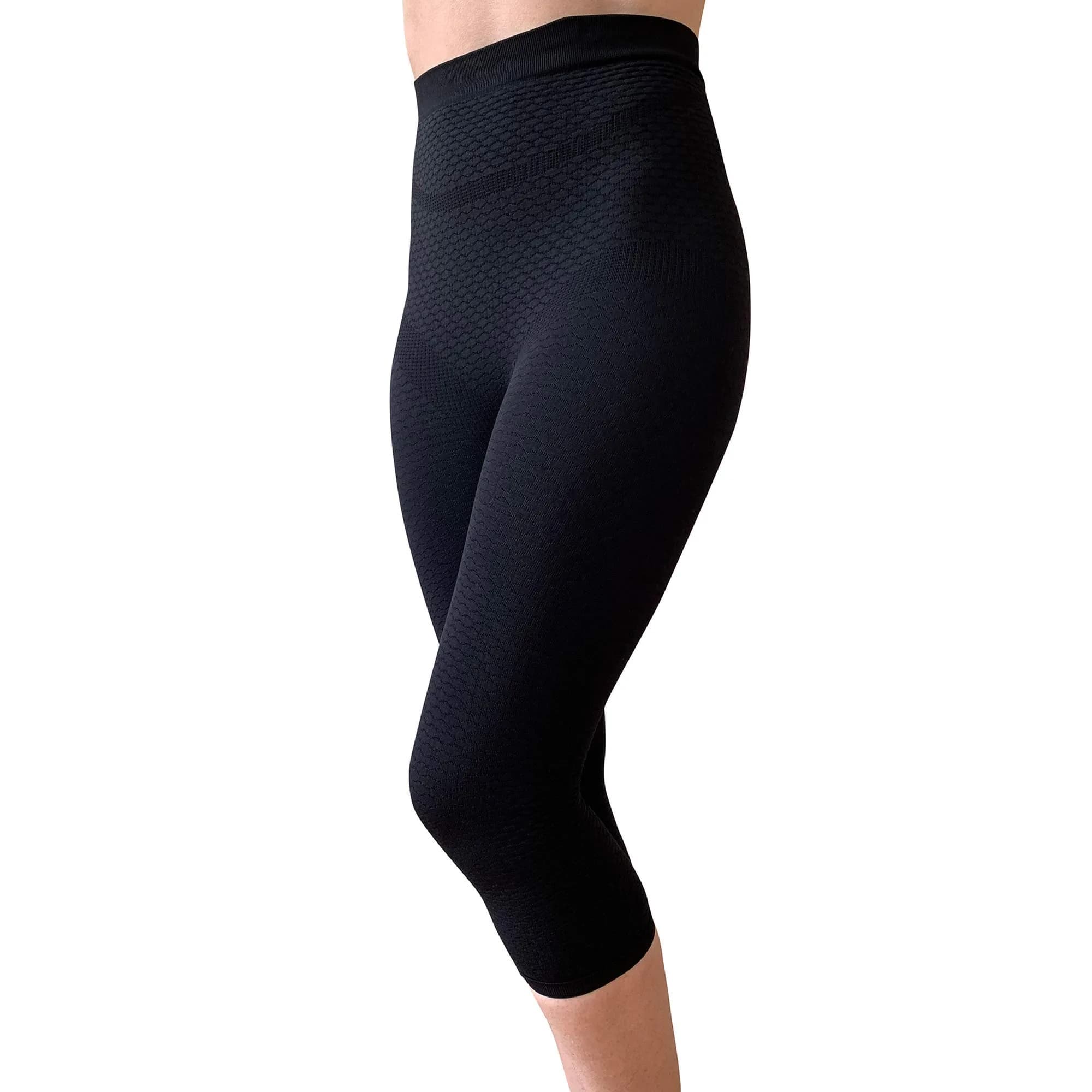 Bioflect® Capri Compression Leggings with Bioactive Fibers and Raised Massaging Knit for Support and Comfort - Black XL