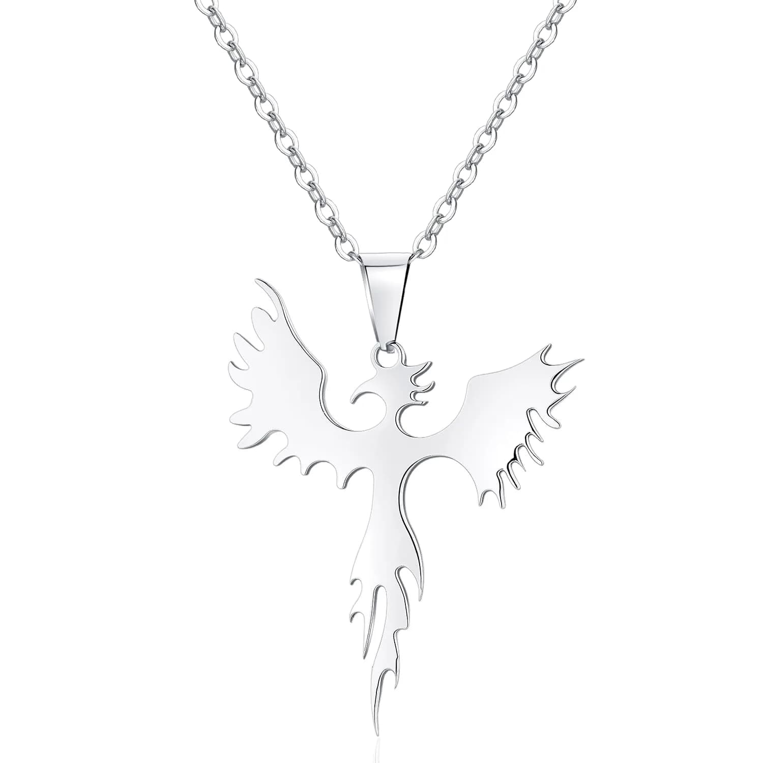 jonline24h Stainless Steel Phoenix Bird Firebird Pendant Necklace 20 Inches | Durable, Hypoallergenic & Stylish