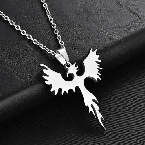 jonline24h Stainless Steel Phoenix Bird Firebird Pendant Necklace 20 Inches | Durable, Hypoallergenic & Stylish thumbnail 2
