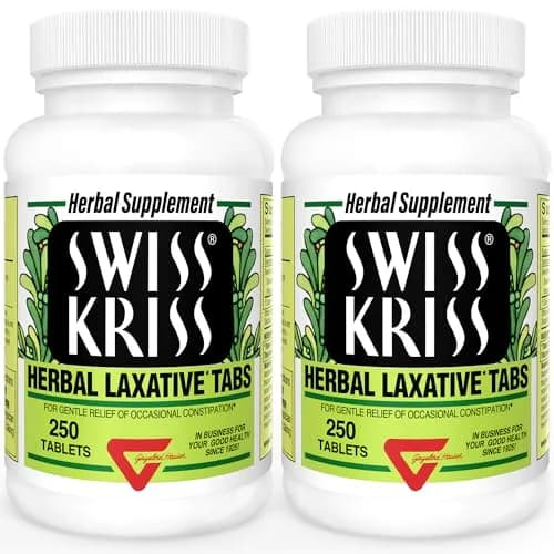 Swiss Kriss Herbal Laxative Tablets 250 Count (Pack of 2) | Gentle Constipation Relief in 6-12 Hours thumbnail 1